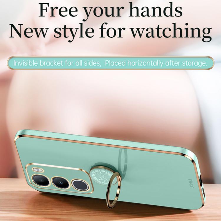 XINLI Straight Edge 6D Electroplate TPU Phone Case with Ring Holder