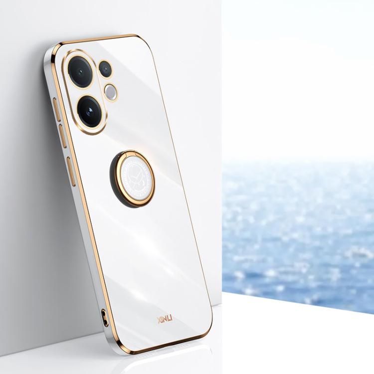 XINLI Straight Edge 6D Electroplate TPU Phone Case with Ring Holder