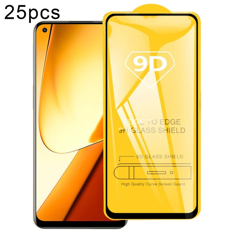 25pcs 9D Full Glue Full Screen Tempered Glass Film, For Realme 12 5G / C75, For Realme C65s, For Realme C67 4G / 12 Lite, For Realme Narzo 70 Pro, For Realme V50s, For Realme V50, For Realme 11 4G, For Realme GT5 / GT5 240W, For Realme Narzo 60 Pro