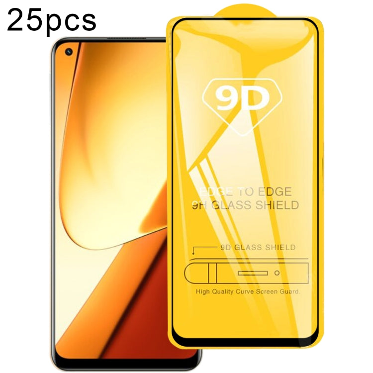 25pcs 9D Full Glue Full Screen Tempered Glass Film, For Realme 12 5G / C75, For Realme C65s, For Realme C67 4G / 12 Lite, For Realme Narzo 70 Pro, For Realme V50s, For Realme V50, For Realme 11 4G, For Realme GT5 / GT5 240W, For Realme Narzo 60 Pro