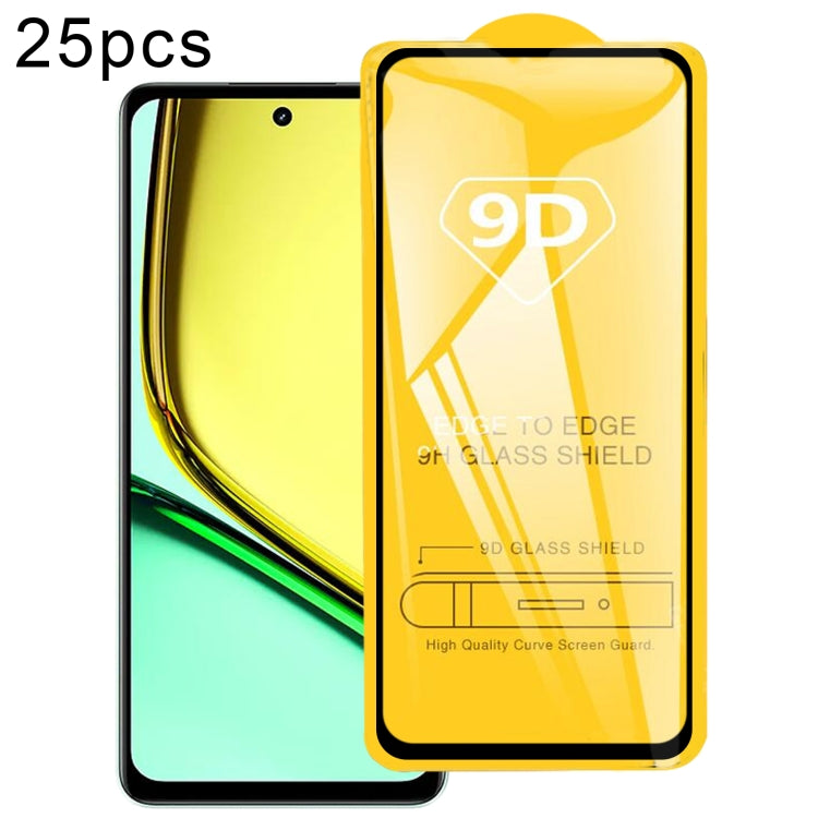 25pcs 9D Full Glue Full Screen Tempered Glass Film, For Realme 12 5G / C75, For Realme C65s, For Realme C67 4G / 12 Lite, For Realme Narzo 70 Pro, For Realme V50s, For Realme V50, For Realme 11 4G, For Realme GT5 / GT5 240W, For Realme Narzo 60 Pro