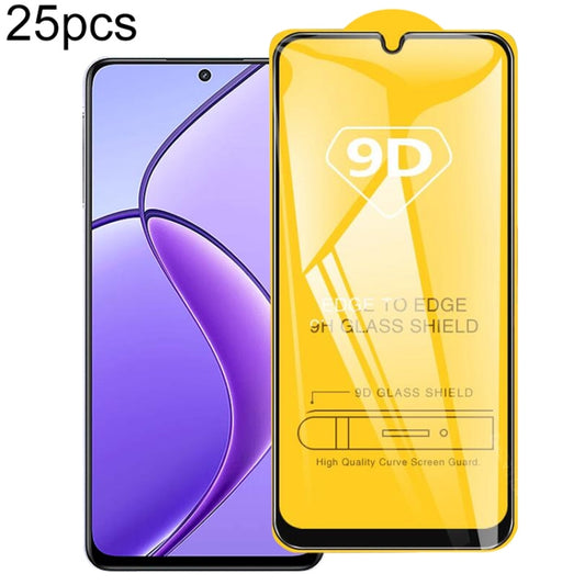 25pcs 9D Full Glue Full Screen Tempered Glass Film, For Realme 12 5G / C75, For Realme C65s, For Realme C67 4G / 12 Lite, For Realme Narzo 70 Pro, For Realme V50s, For Realme V50, For Realme 11 4G, For Realme GT5 / GT5 240W, For Realme Narzo 60 Pro