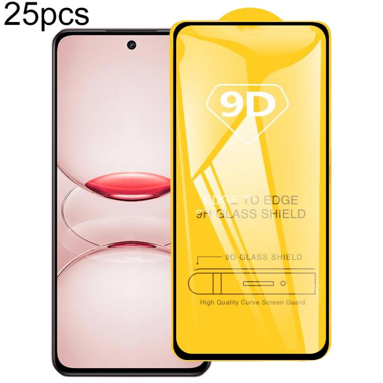 25pcs 9D Full Glue Full Screen Tempered Glass Film, For Realme GT7, For Realme 14 Pro Lite, For Realme C75x, For Realme 12 5G / C75, For Realme C65s, For Realme C67 4G / 12 Lite, For Realme Narzo 70 Pro, For Realme V50s, For Realme V50, For Realme 11 4...