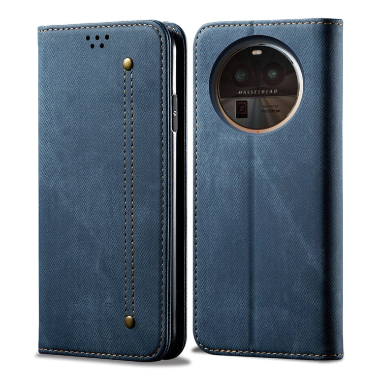 Denim Texture Casual Style Horizontal Flip Leather Case