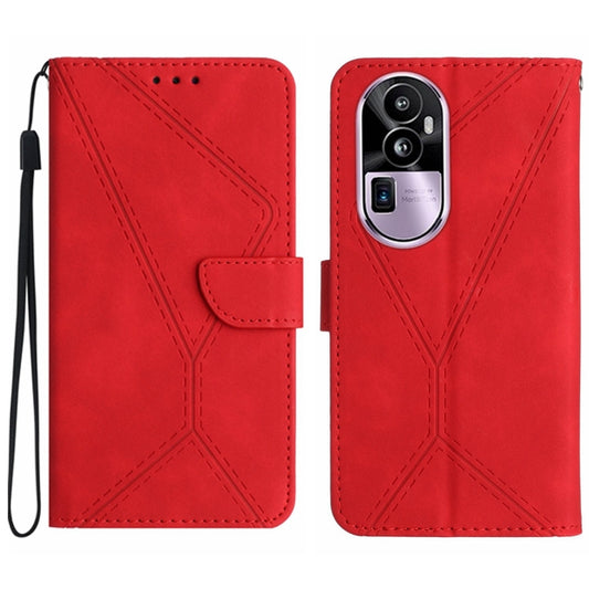 Stitching Embossed Leather Phone Case, For OPPO Reno10 Pro+