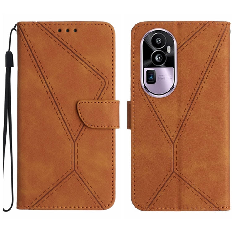 Stitching Embossed Leather Phone Case, For OPPO Reno10 Pro+, For OPPO Reno10 Pro China, For OPPO Reno10 China