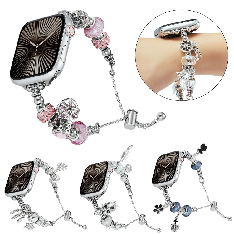 Bead Bracelet Metal Watch Band, For Apple Watch 5 44mm, For Apple Watch 5 40mm, For Apple Watch 4 44mm, For Apple Watch 4 40mm, For Apple Watch 3 38mm, For Apple Watch 3 42mm