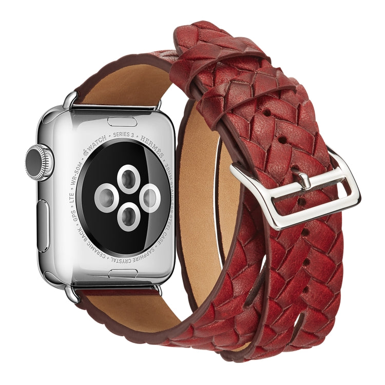 Top-grain Leather Embossed Crown Watchband, For Apple Watch Series 5 & 4 40mm / 3& 2 & 1 38mm, For Apple Watch Series 8&7 45mm / SE 2&6&SE&5&4 44mm / 3&2&1 42mm, For Apple Watch Series 7 45mm / 6 & SE & 5 & 4 44mm / 3 & 2 & 1 42mm