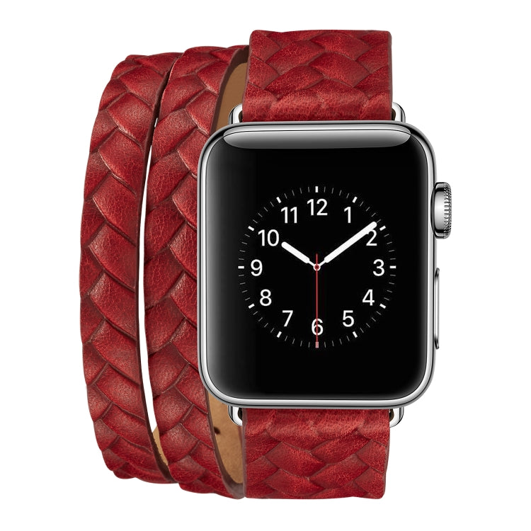 Top-grain Leather Embossed Crown Watchband, For Apple Watch Series 5 & 4 40mm / 3& 2 & 1 38mm, For Apple Watch Series 8&7 45mm / SE 2&6&SE&5&4 44mm / 3&2&1 42mm, For Apple Watch Series 7 45mm / 6 & SE & 5 & 4 44mm / 3 & 2 & 1 42mm