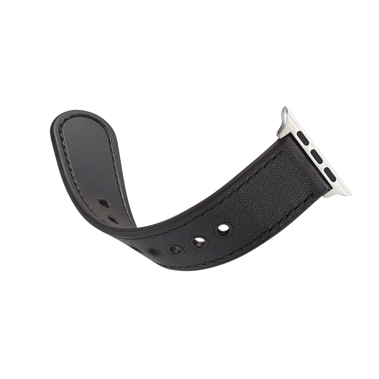 Single Buckle TPU+ Genuine Leather Watchband, For Apple Watch Series 7 41mm / 6 &amp; SE &amp; 5 &amp; 4 40mm / 3 &amp; 2 &amp; 1 38mm, For Apple Watch Series 7 45mm / 6 &amp; SE &amp; 5 &amp; 4 44mm / 3 &amp; 2 &amp; 1 42mm