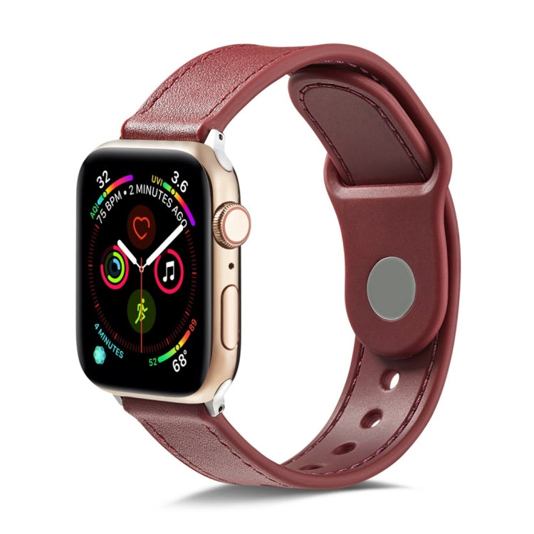 Single Buckle TPU+ Genuine Leather Watchband, For Apple Watch Series 7 41mm / 6 &amp; SE &amp; 5 &amp; 4 40mm / 3 &amp; 2 &amp; 1 38mm, For Apple Watch Series 7 45mm / 6 &amp; SE &amp; 5 &amp; 4 44mm / 3 &amp; 2 &amp; 1 42mm