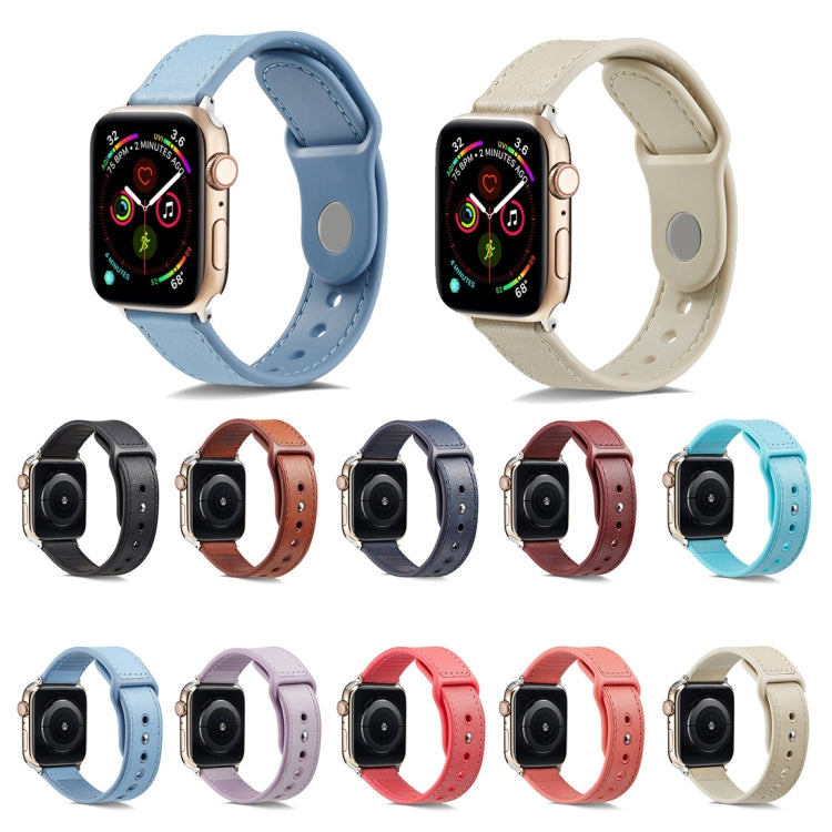 Single Buckle TPU+ Genuine Leather Watchband, For Apple Watch Series 7 41mm / 6 &amp; SE &amp; 5 &amp; 4 40mm / 3 &amp; 2 &amp; 1 38mm, For Apple Watch Series 7 45mm / 6 &amp; SE &amp; 5 &amp; 4 44mm / 3 &amp; 2 &amp; 1 42mm