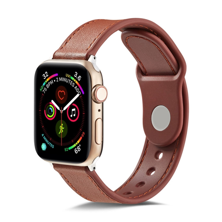 Single Buckle TPU+ Genuine Leather Watchband, For Apple Watch Series 7 41mm / 6 &amp; SE &amp; 5 &amp; 4 40mm / 3 &amp; 2 &amp; 1 38mm, For Apple Watch Series 7 45mm / 6 &amp; SE &amp; 5 &amp; 4 44mm / 3 &amp; 2 &amp; 1 42mm