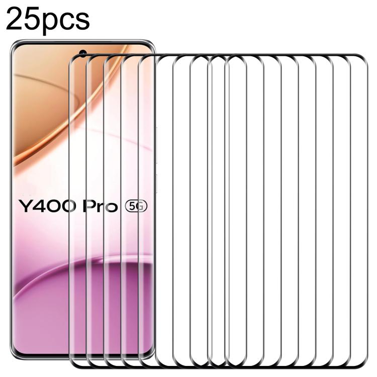 25pcs 3D Curved Edge Full Screen Tempered Glass Film, For vivo T4 Ultra 5G, For vivo Y400 Pro 5G, For vivo Y19s Pro 4G, For vivo Y300 Pro+, For vivo X200 Ultra, For vivo S20 Pro, For vivo Y300, For vivo X200, For vivo X200 Pro��������������������������...
