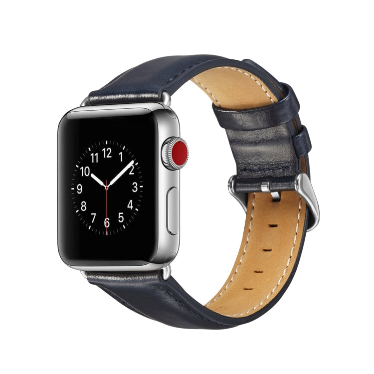 Crazy Horse Texture Top-grain Leather Watchband, For Apple Watch Series 7 41mm / 6 &amp; SE &amp; 5 &amp; 4 40mm / 3 &amp; 2 &amp; 1 38mm, For Apple Watch Series 7 45mm / 6 &amp; SE &amp; 5 &amp; 4 44mm / 3 &amp; 2 &amp; 1 42mm