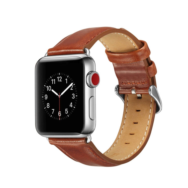 Crazy Horse Texture Top-grain Leather Watchband, For Apple Watch Series 7 41mm / 6 &amp; SE &amp; 5 &amp; 4 40mm / 3 &amp; 2 &amp; 1 38mm, For Apple Watch Series 7 45mm / 6 &amp; SE &amp; 5 &amp; 4 44mm / 3 &amp; 2 &amp; 1 42mm