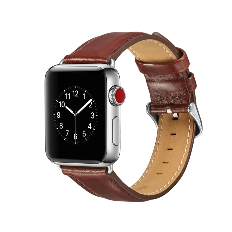 Crazy Horse Texture Top-grain Leather Watchband, For Apple Watch Series 7 41mm / 6 &amp; SE &amp; 5 &amp; 4 40mm / 3 &amp; 2 &amp; 1 38mm, For Apple Watch Series 7 45mm / 6 &amp; SE &amp; 5 &amp; 4 44mm / 3 &amp; 2 &amp; 1 42mm