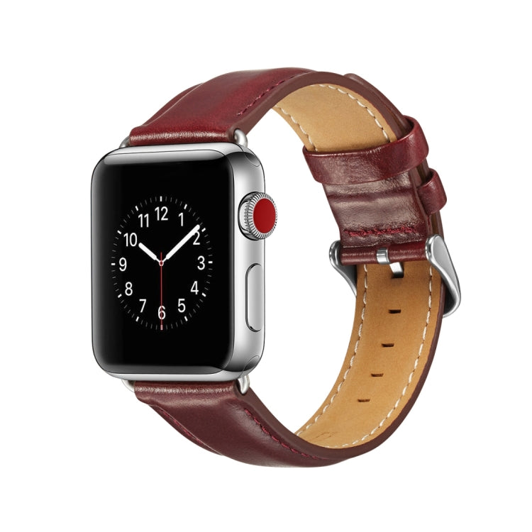 Crazy Horse Texture Top-grain Leather Watchband, For Apple Watch Series 7 41mm / 6 &amp; SE &amp; 5 &amp; 4 40mm / 3 &amp; 2 &amp; 1 38mm, For Apple Watch Series 7 45mm / 6 &amp; SE &amp; 5 &amp; 4 44mm / 3 &amp; 2 &amp; 1 42mm