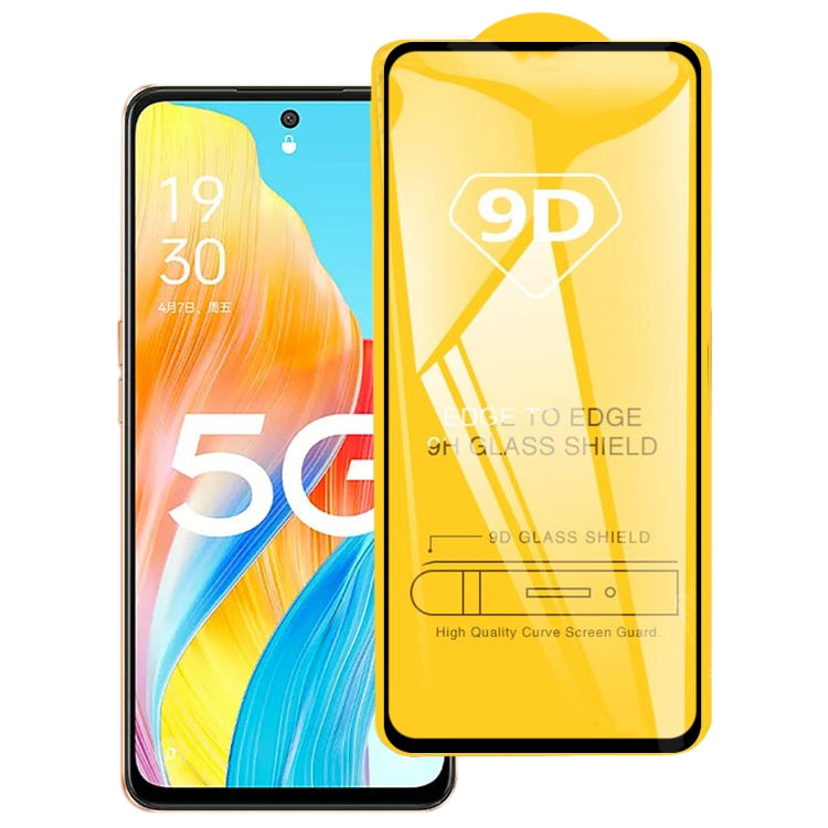 9D Full Glue Screen Tempered Glass Film, For OPPO A78 4G, For OPPO A1 5G / 4G (1 PC)