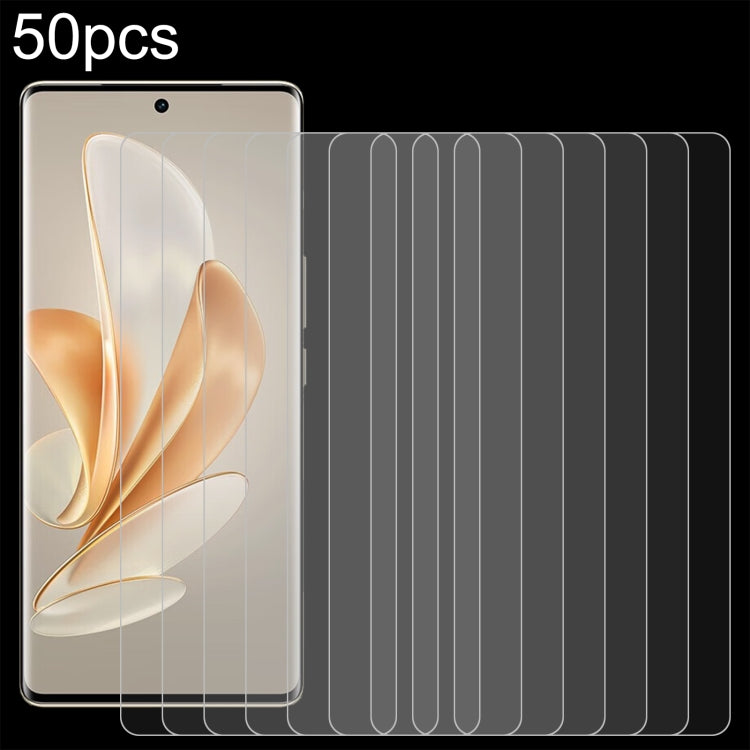 50pcs 0.26mm 9H 2.5D Tempered Glass Film, For vivo Y29 5G, For vivo Y18t / Y18i, For vivo Y18e / Y18 / Y28 4G / Y19s, For vivo Y100 / V40 Lite 5G / 4G IDN, For vivo Y200 GT / iQOO Z9 Turbo+, For vivo iQOO Z9 Lite / Y03t / Y37 Pro