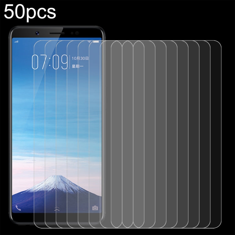 50pcs 0.26mm 9H 2.5D Tempered Glass Film, For vivo Y29 5G, For vivo Y18t / Y18i, For vivo Y18e / Y18 / Y28 4G / Y19s, For vivo Y100 / V40 Lite 5G / 4G IDN, For vivo Y200 GT / iQOO Z9 Turbo+, For vivo iQOO Z9 Lite / Y03t / Y37 Pro