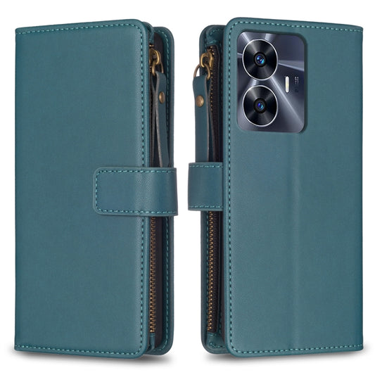 9 Card Slots Zipper Wallet Leather Flip Phone Case, For Realme C55, For Realme C53