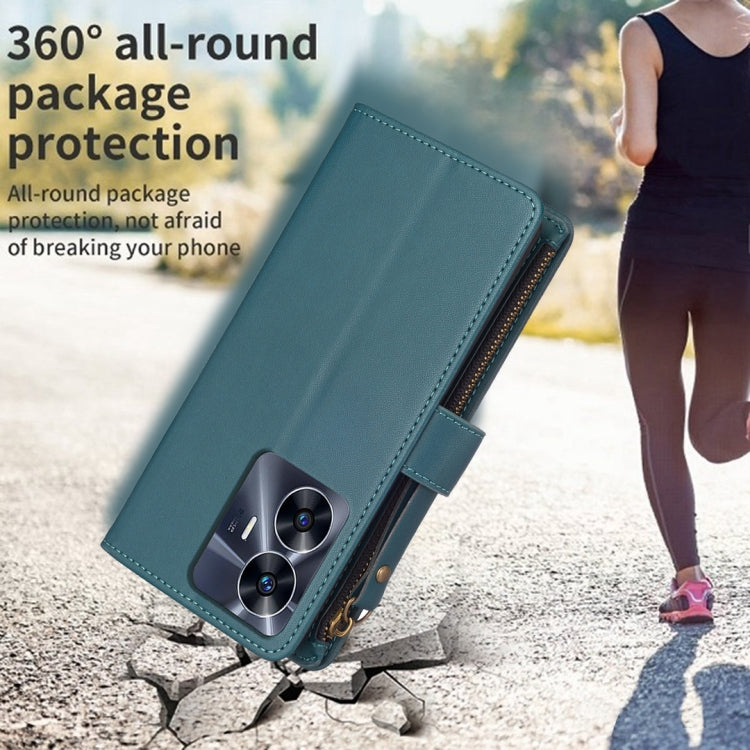 9 Card Slots Zipper Wallet Leather Flip Phone Case, For Realme C55, For Realme C53