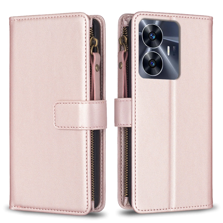 9 Card Slots Zipper Wallet Leather Flip Phone Case, For Realme C55, For Realme C53