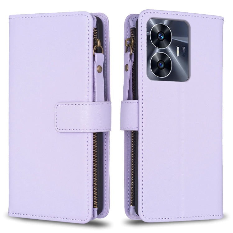 9 Card Slots Zipper Wallet Leather Flip Phone Case, For Realme C55, For Realme C53