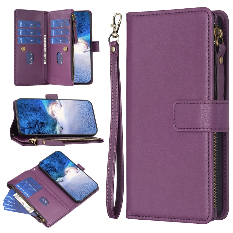 9 Card Slots Zipper Wallet Leather Flip Phone Case, For Realme C55, For Realme C53
