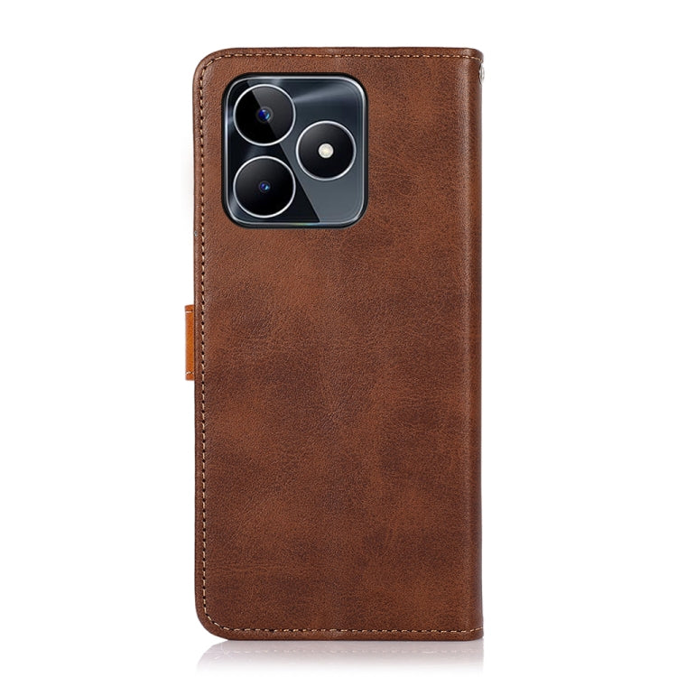 KHAZNEH Dual-color Cowhide Texture Flip Leather Phone Case, For Realme C53 / Narzo N53, For Realme C67 4G