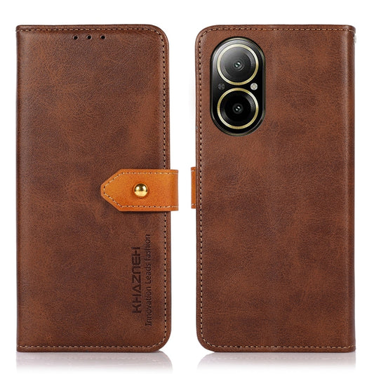 KHAZNEH Dual-color Cowhide Texture Flip Leather Phone Case, For Realme C67 4G, For Realme C53 / Narzo N53