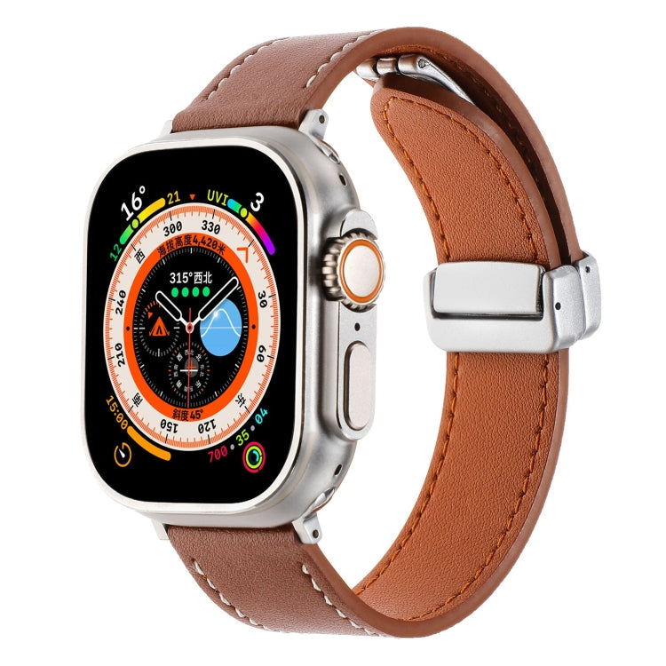 Magnetic Buckle Skin Feel Leather Watch Band, For Apple Watch SE 2023 44mm, For Apple Watch Ultra 49mm, For Apple Watch SE 2023 40mm