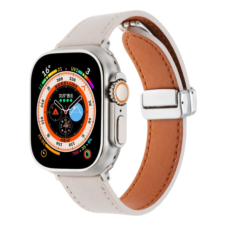 Magnetic Buckle Skin Feel Leather Watch Band, For Apple Watch SE 2023 44mm, For Apple Watch Ultra 49mm, For Apple Watch SE 2023 40mm