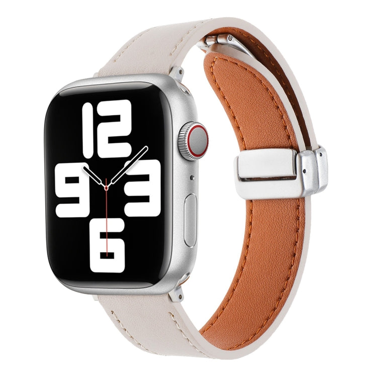 Magnetic Buckle Skin Feel Leather Watch Band, For Apple Watch Serie 7 41mm, For Apple Watch Serie 7 45mm, For Apple Watch Serie 6 40mm, For Apple Watch Serie 6 44mm