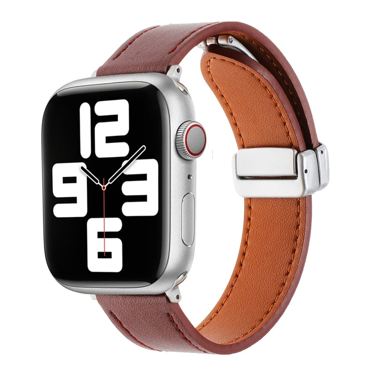 Magnetic Buckle Skin Feel Leather Watch Band, For Apple Watch Serie 7 41mm, For Apple Watch Serie 7 45mm, For Apple Watch Serie 6 40mm, For Apple Watch Serie 6 44mm