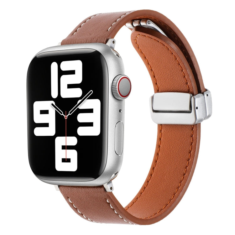 Magnetic Buckle Skin Feel Leather Watch Band, For Apple Watch SE 44mm, For Apple Watch Serie 7 41mm, For Apple Watch Serie 7 45mm
