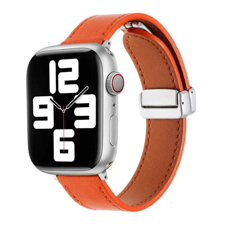 Magnetic Buckle Skin Feel Leather Watch Band, For Apple Watch Serie 7 41mm, For Apple Watch Serie 7 45mm, For Apple Watch Serie 6 40mm, For Apple Watch Serie 6 44mm