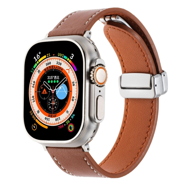 Magnetic Buckle Skin Feel Leather Watch Band, For Apple Watch SE 2023 44mm, For Apple Watch Ultra 49mm, For Apple Watch SE 2023 40mm, For Apple Watch Ultra 2 49mm