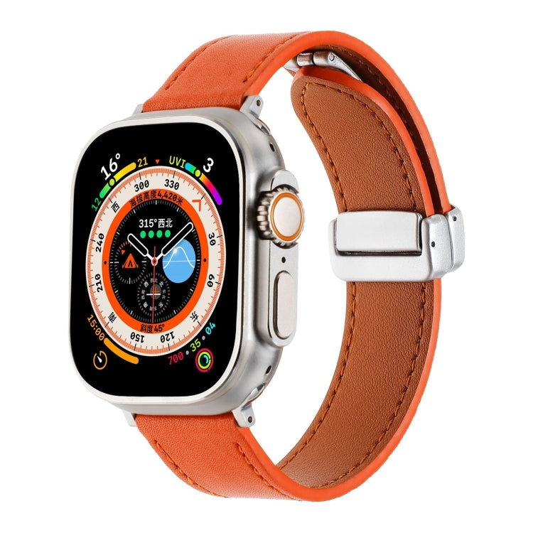 Magnetic Buckle Skin Feel Leather Watch Band, For Apple Watch SE 2023 44mm, For Apple Watch Ultra 49mm, For Apple Watch SE 2023 40mm, For Apple Watch Ultra 2 49mm