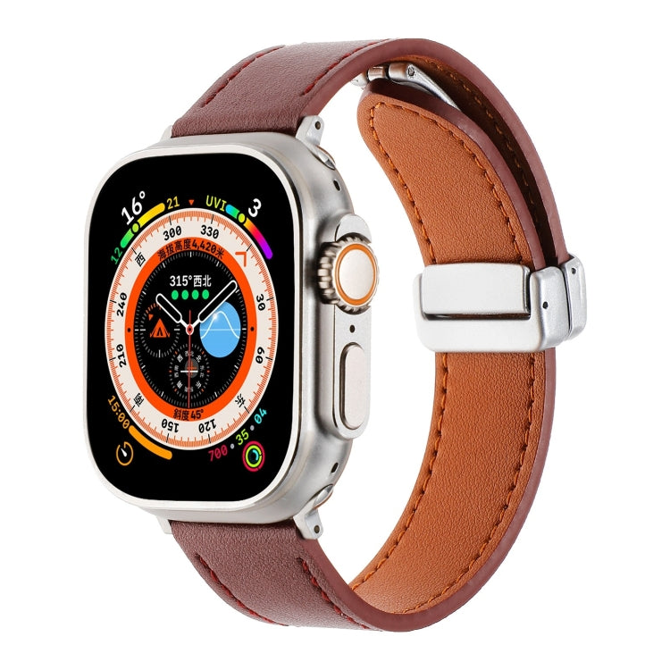 Magnetic Buckle Skin Feel Leather Watch Band, For Apple Watch SE 2023 44mm, For Apple Watch Ultra 49mm, For Apple Watch SE 2023 40mm, For Apple Watch Ultra 2 49mm