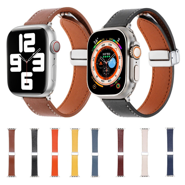 Magnetic Buckle Skin Feel Leather Watch Band, For Apple Watch SE 2022 40mm, For Apple Watch SE 2022 44mm, For Apple Watch Serie 9 41mm