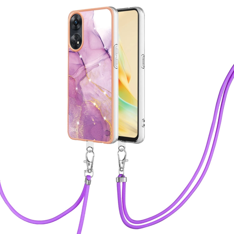 Electroplating Marble Dual-side IMD Phone Case with Lanyard, For OPPO Reno8 T 4G, For OPPO A78 / A58, For OPPO A98, For OPPO A57 4G/A77 5G Taiwan/K10 5G Global, For OPPO A79 5G Global