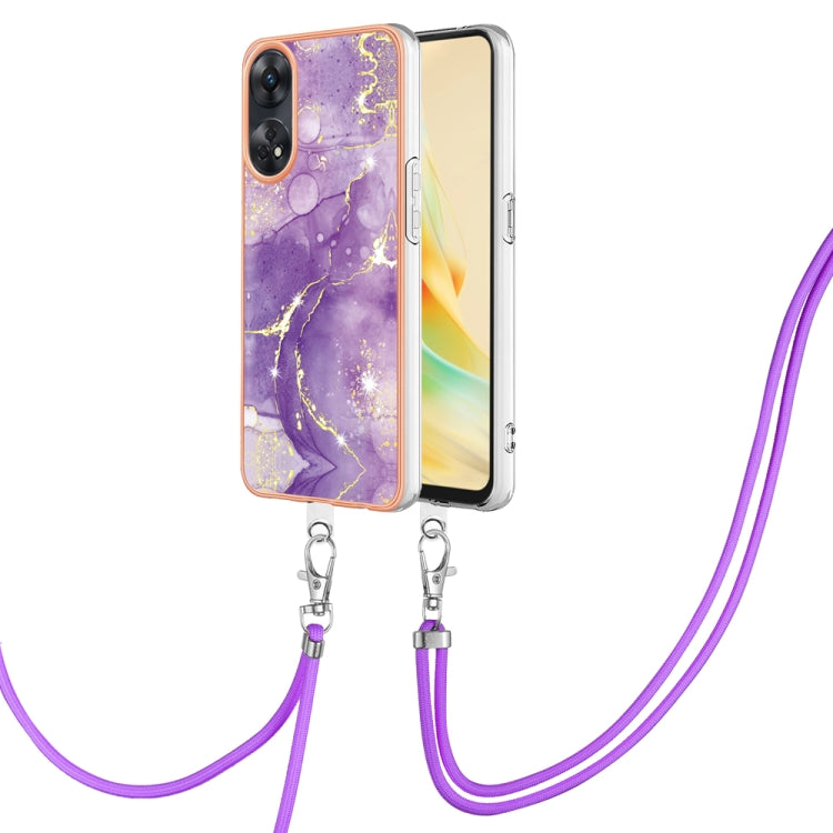 Electroplating Marble Dual-side IMD Phone Case with Lanyard, For OPPO Reno8 T 4G, For OPPO A78 / A58, For OPPO A98, For OPPO A57 4G/A77 5G Taiwan/K10 5G Global, For OPPO A79 5G Global