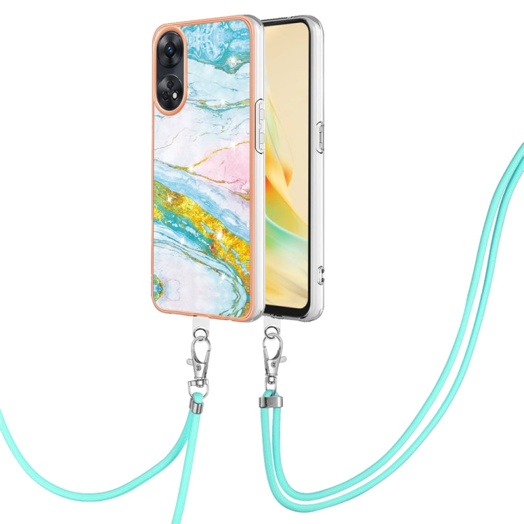 Electroplating Marble Dual-side IMD Phone Case with Lanyard, For OPPO Reno8 T 4G, For OPPO A78 / A58, For OPPO A98, For OPPO A57 4G/A77 5G Taiwan/K10 5G Global, For OPPO A79 5G Global