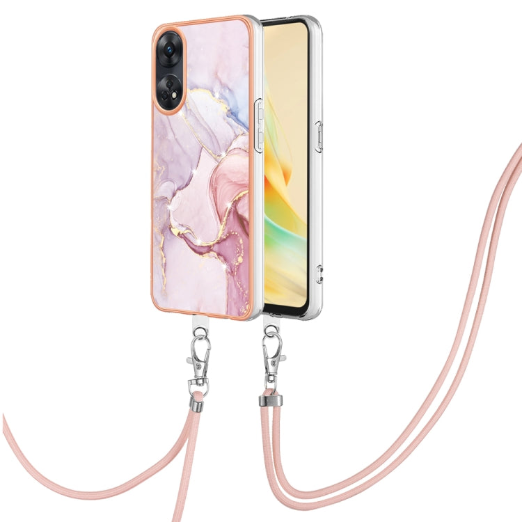 Electroplating Marble Dual-side IMD Phone Case with Lanyard, For OPPO Reno8 T 4G, For OPPO A78 / A58, For OPPO A98, For OPPO A57 4G/A77 5G Taiwan/K10 5G Global, For OPPO A79 5G Global