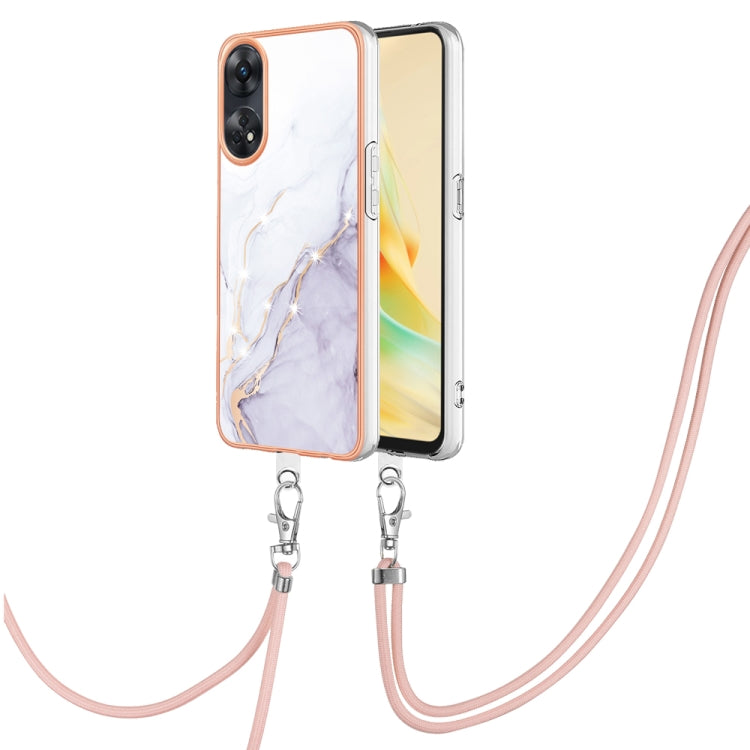 Electroplating Marble Dual-side IMD Phone Case with Lanyard, For OPPO Reno8 T 4G, For OPPO A78 / A58, For OPPO A98, For OPPO A57 4G/A77 5G Taiwan/K10 5G Global, For OPPO A79 5G Global