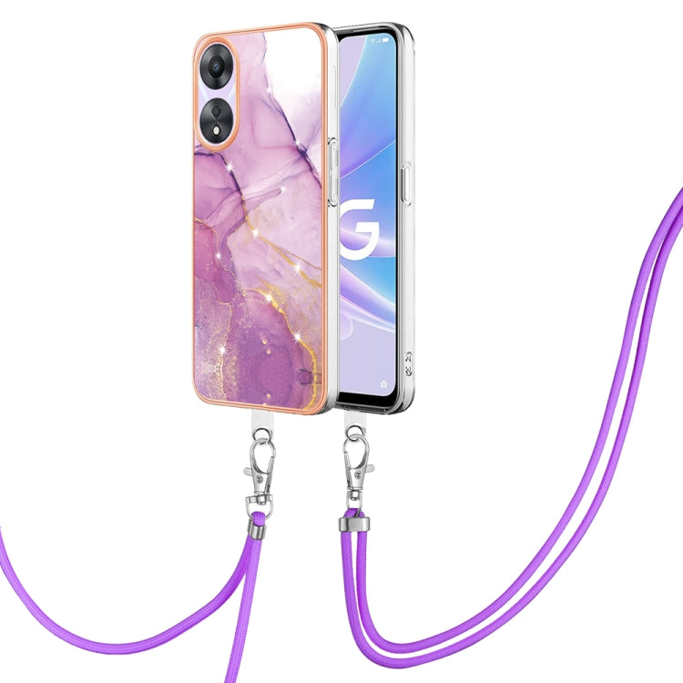 Electroplating Marble Dual-side IMD Phone Case with Lanyard, For OPPO Reno8 T 4G, For OPPO A78 / A58, For OPPO A98, For OPPO A57 4G/A77 5G Taiwan/K10 5G Global, For OPPO A79 5G Global