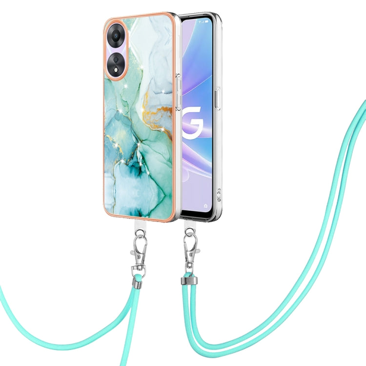 Electroplating Marble Dual-side IMD Phone Case with Lanyard, For OPPO Reno8 T 4G, For OPPO A78 / A58, For OPPO A98, For OPPO A57 4G/A77 5G Taiwan/K10 5G Global, For OPPO A79 5G Global