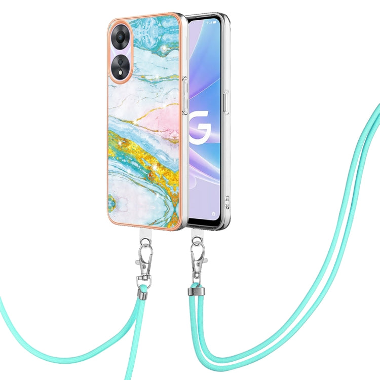 Electroplating Marble Dual-side IMD Phone Case with Lanyard, For OPPO Reno8 T 4G, For OPPO A78 / A58, For OPPO A98, For OPPO A57 4G/A77 5G Taiwan/K10 5G Global, For OPPO A79 5G Global